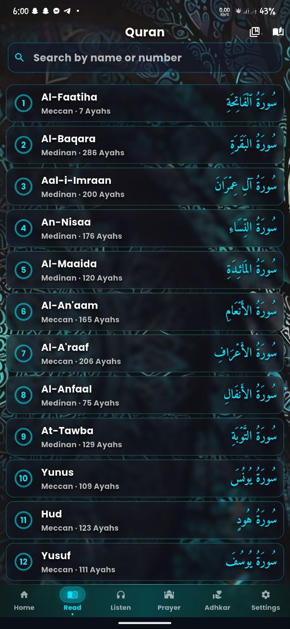 Quran Anywhere mushaf reading screen